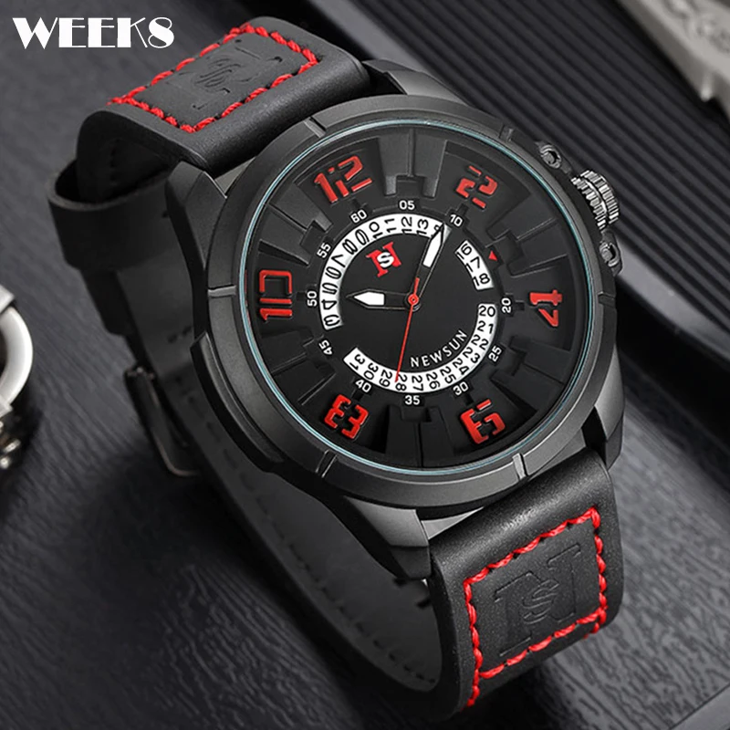 

Large Big Dial Luxury Men Watch Casual Black Red Concept Reloj Men's Quartz Wristwatch Brand Sports Watches Fashion Man Clock