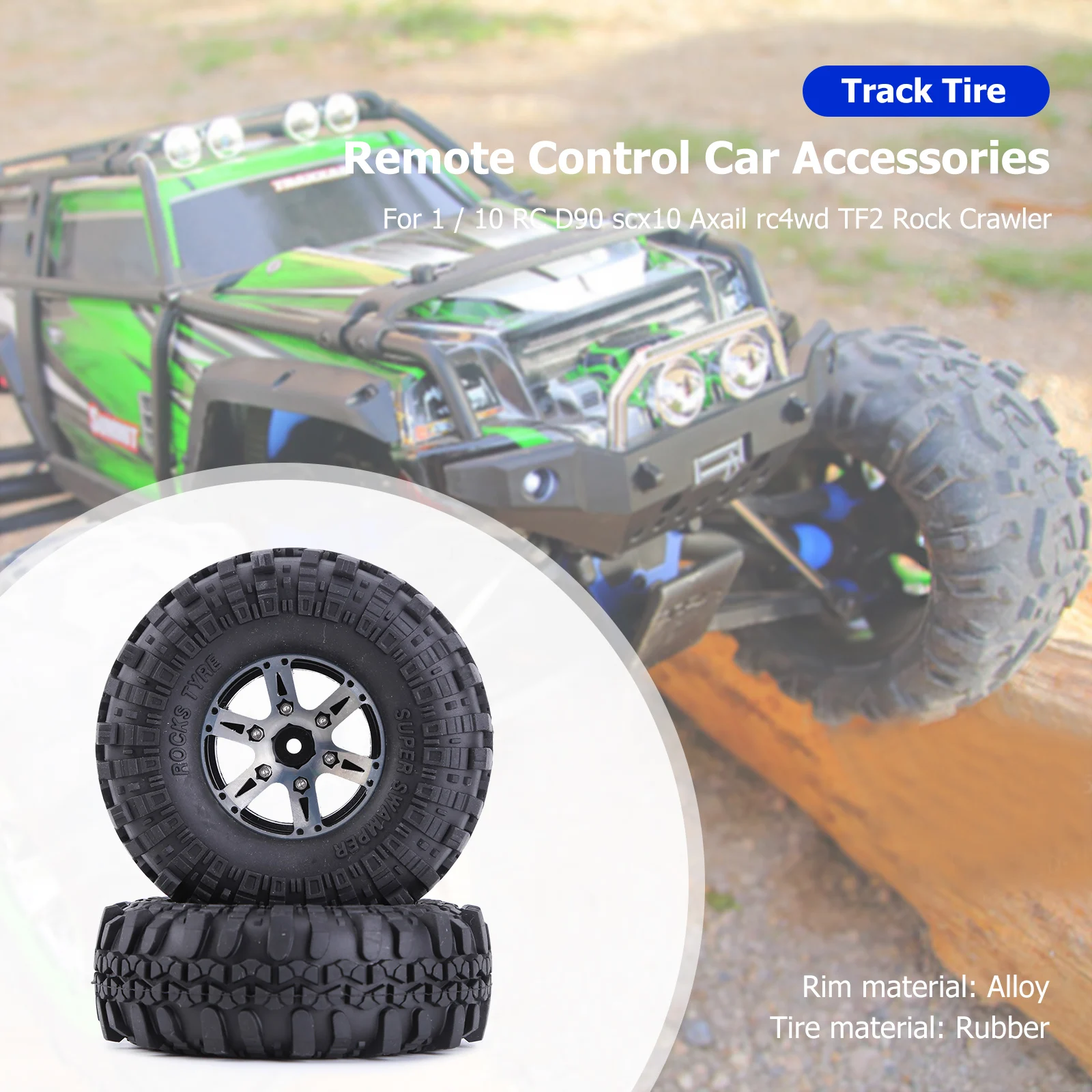 

AUSTAR 4 Sets Tires Beadlock Wheel Rims for 1/10 RC Crawler D90 SCX10 AXAIL