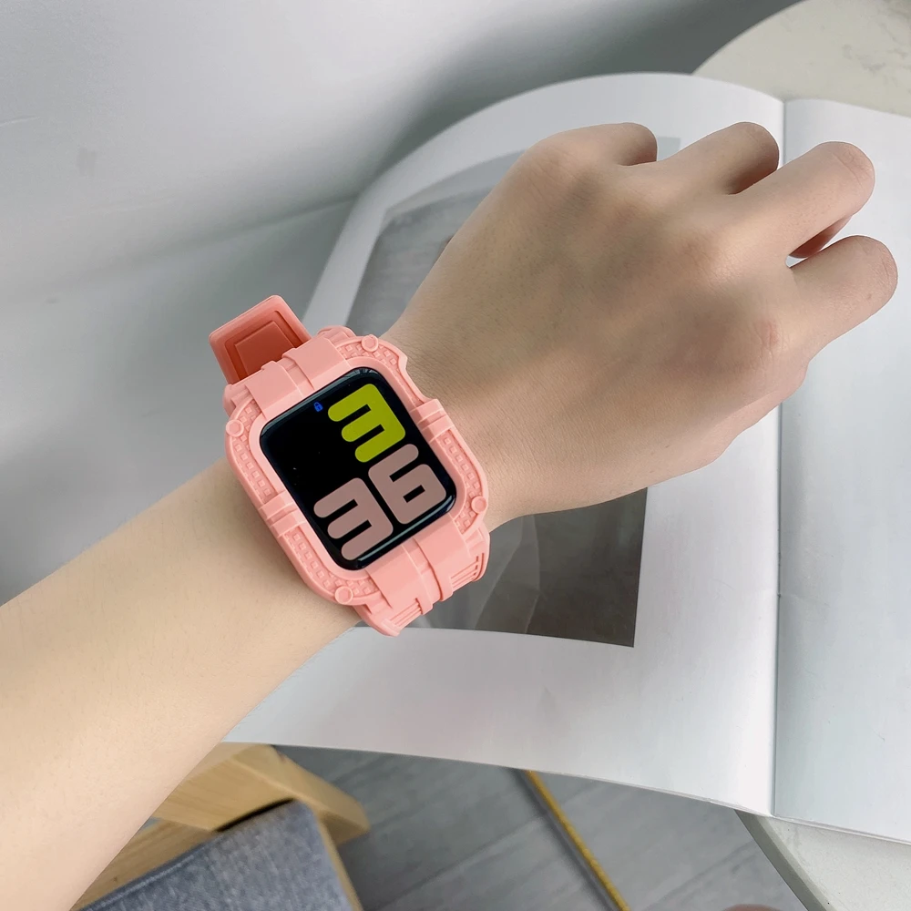 Силиконовый защитный чехол для Apple Watch se7 6 5 4 3 2 38/42 мм мягкий iWatch ремешок 40/44