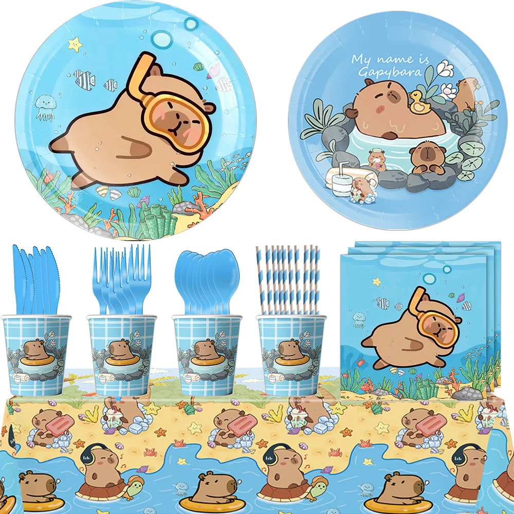 Украшения для дня рождения капибары одноразовая тарелка вечеринки баннеры на
