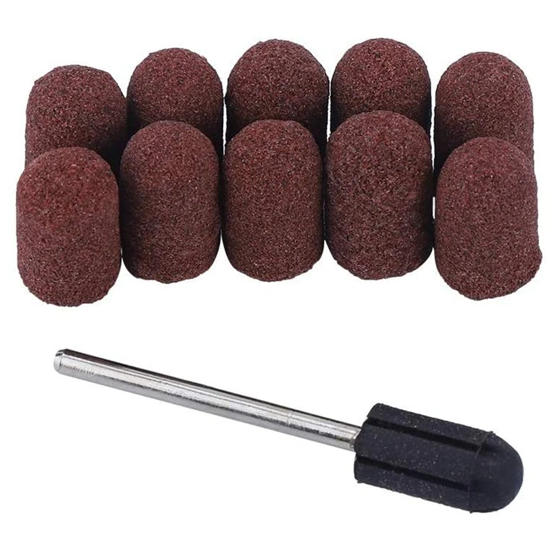 

10Pcs Nail Drill Bit Block Sanding Cap Nail Dedicated Head Grinding Sanding Cap Polisher Sand Manicure Pedicure Tool