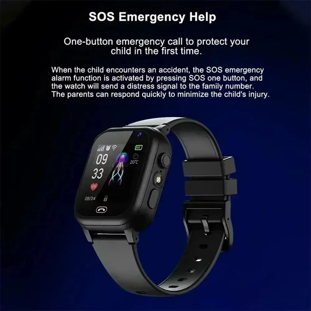 Фото Детские умные часы , 4G, GPS, местоположение, видеозвонок, SOS с камерой SIM-карты, водонепроницаемые часы для обновлений для мальчиков и девочек, 2025Новинка №4