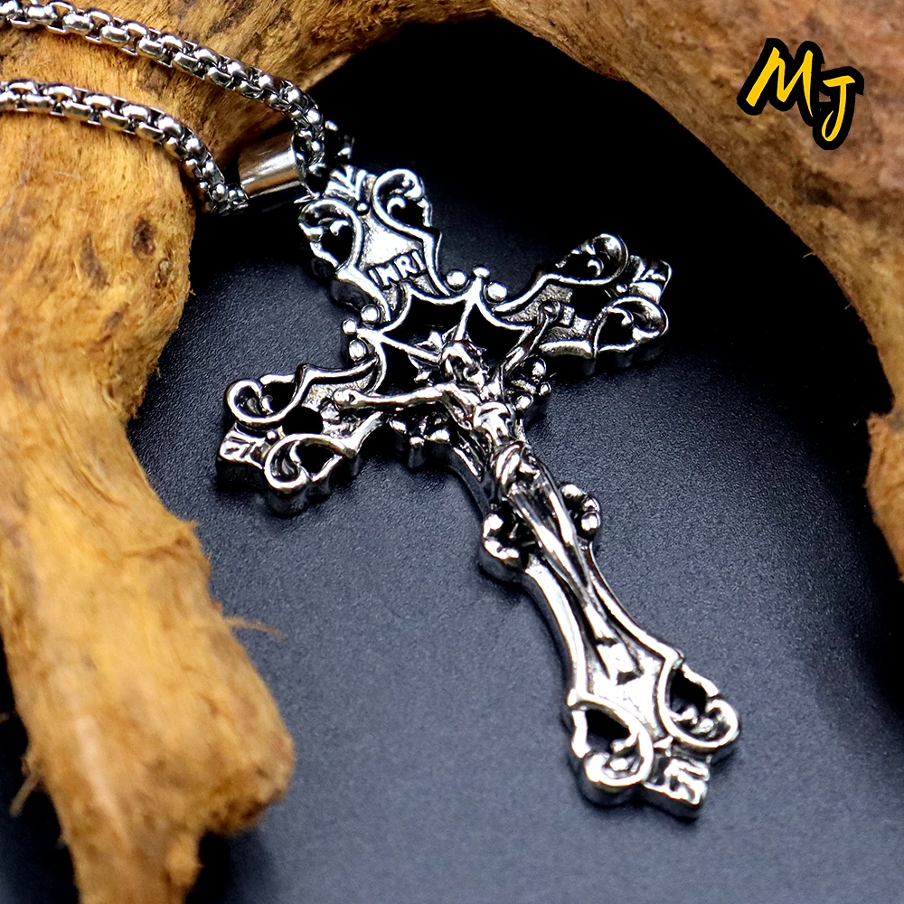 

Vintage Jesus Cross Pendant Jesus Christ Pendant Amulet Men Women Fashion Punk Biker Christian necklace Jewelry Religious Gift