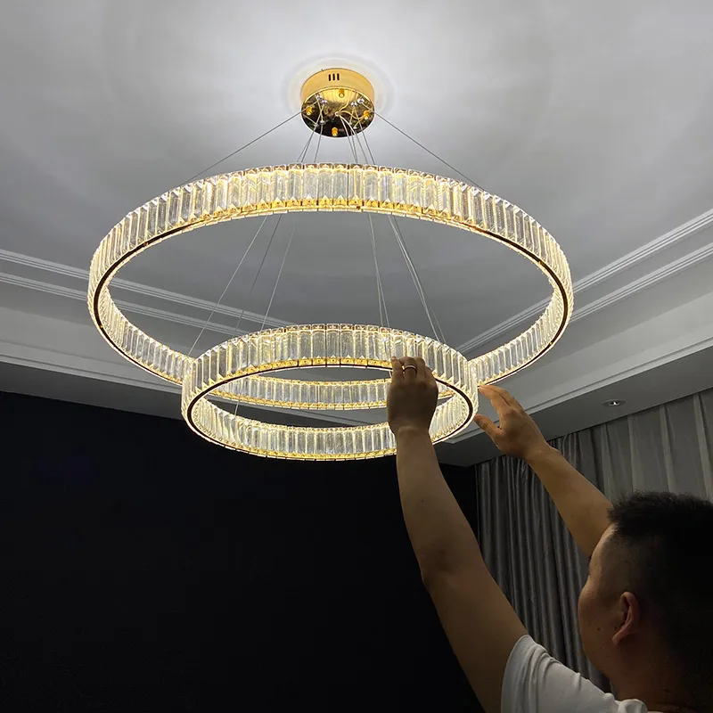 

Living Room Chandelier Modern Simple Atmosphere Dining Room Bedroom Light Luxury High Grade Household Round Crystal Chandelier