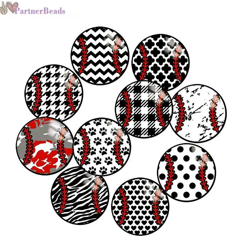 

Pattern Baseball Round Photo Glass Cabochon Demo Flat Back Making Findings 20mm Snap Button N9011