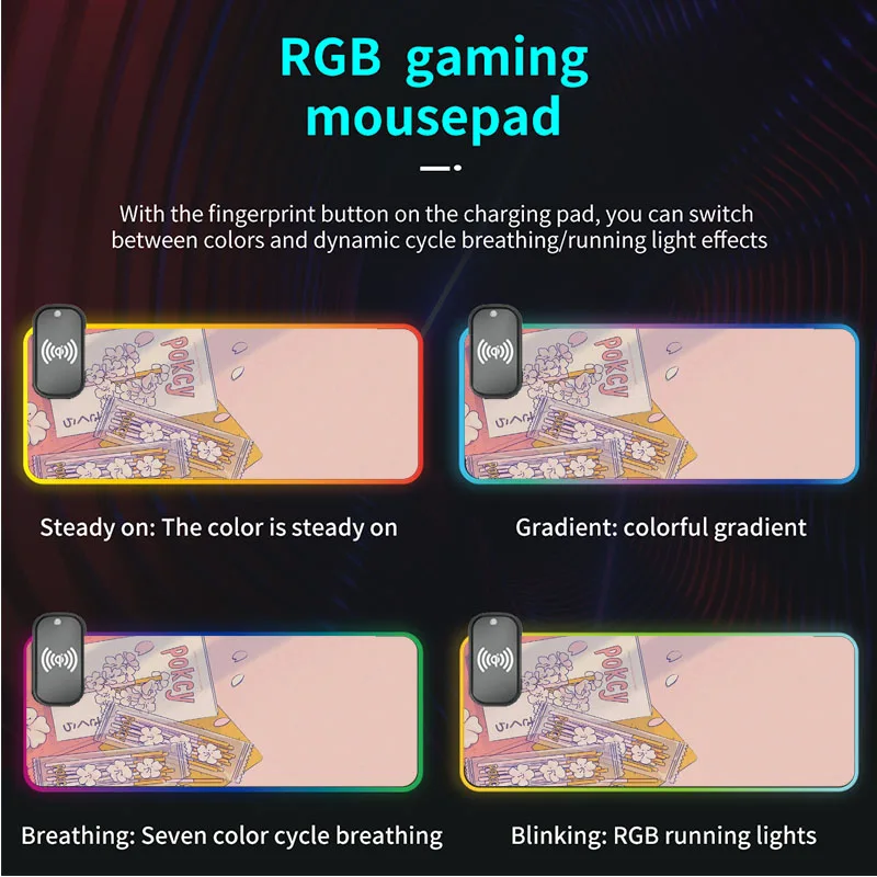 

15W wireless rechargeable luminous mouse pad beauty electric racing rgb mouse pad game table pad thickened locking non-slip