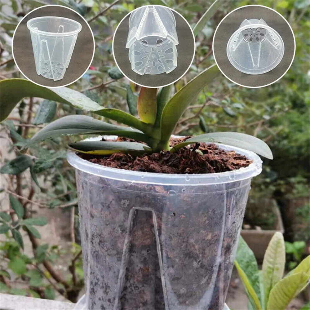 Transparent Plastic Pot With Holes Breathable Succulent Plant Pot Phalaenopsis Green Mountain Root Control Perforated Garden Pot