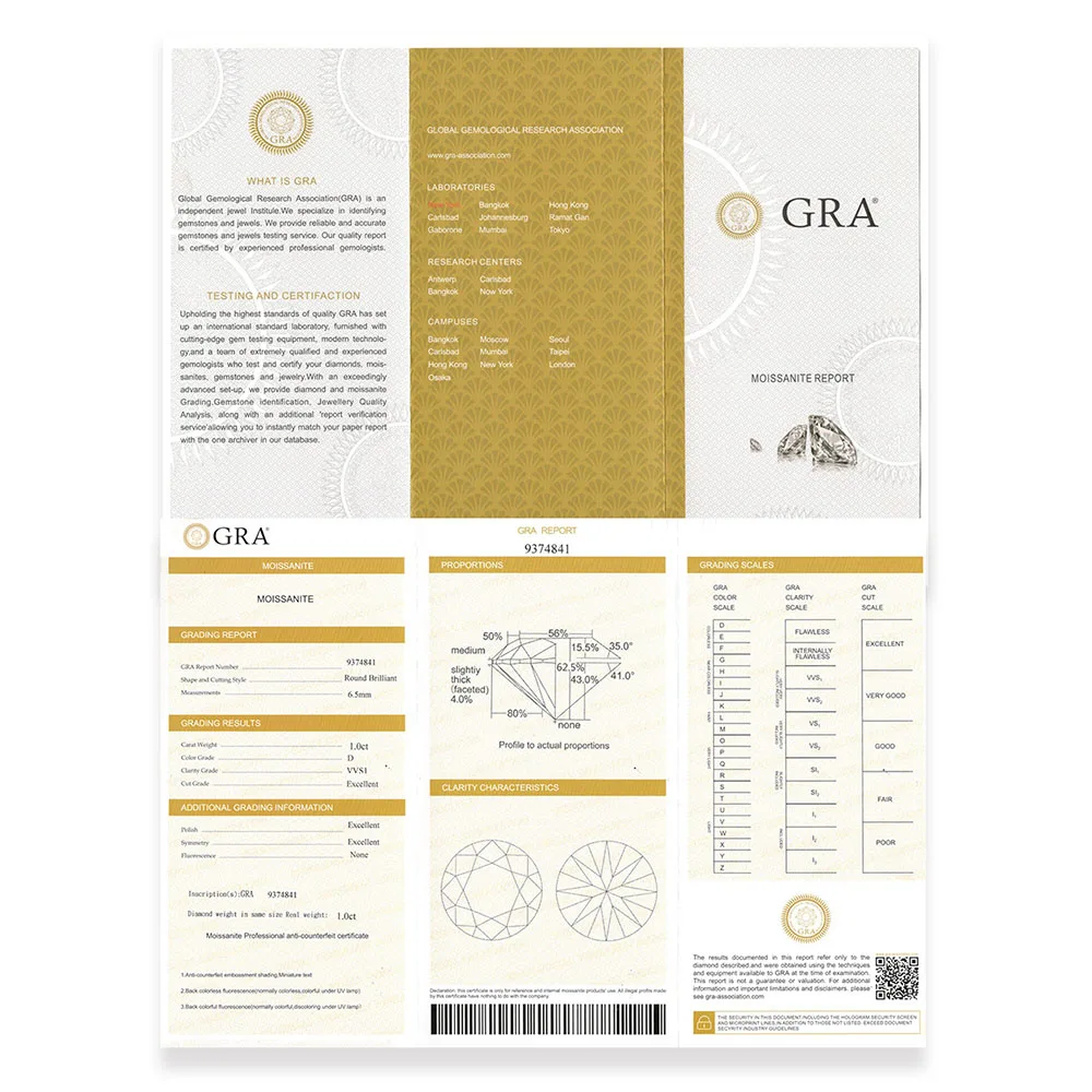 Serenity Four Claw 1 Carat a Pair D Color Moissanite Earrings Round Cut Brilliant Stud S925 Sterling Silver Plate Pt950 Jewelry