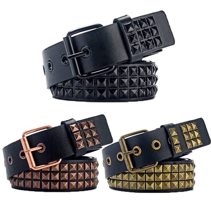 

Metal Rivet Men's Leather Belt Punk Hip Hop Fashion Versatile Ladies Belt Gothic Luxury Design Brand Fashion Casual Accessories
