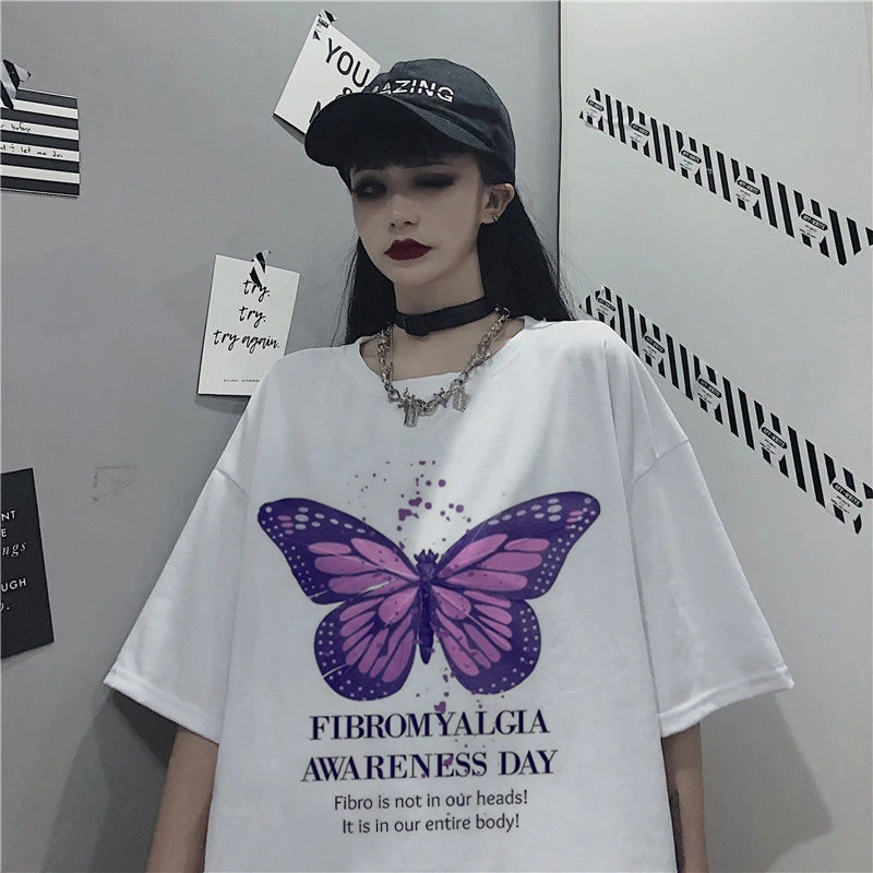 

Tops Women Print Sweetshirts Butterfly Graphic T Shirts Clothing Streetwear Kawaii T Shirt Short Sleeve Tees Top Y2k