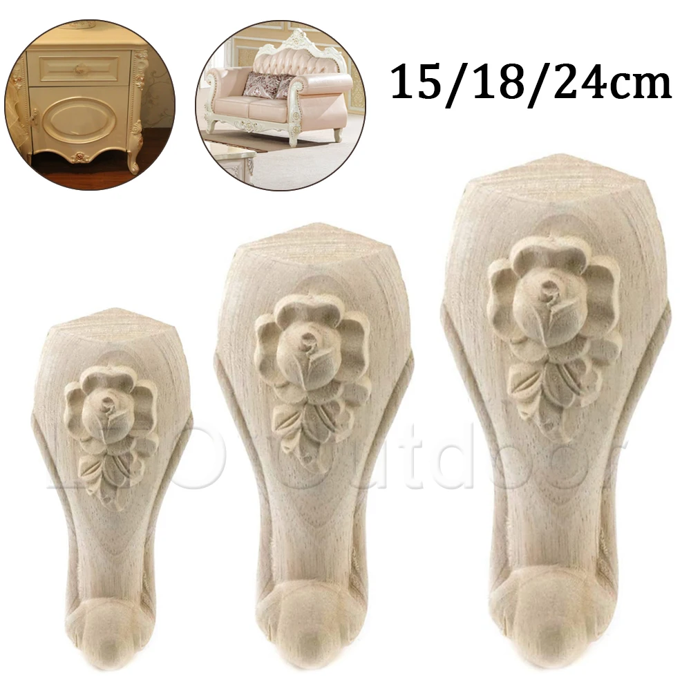 

1/2/4Pcs Wooden Furniture Legs, European Style Woodcarving Furniture Sofa Legs for Cabinet Dresser TV Stands Coffee Table