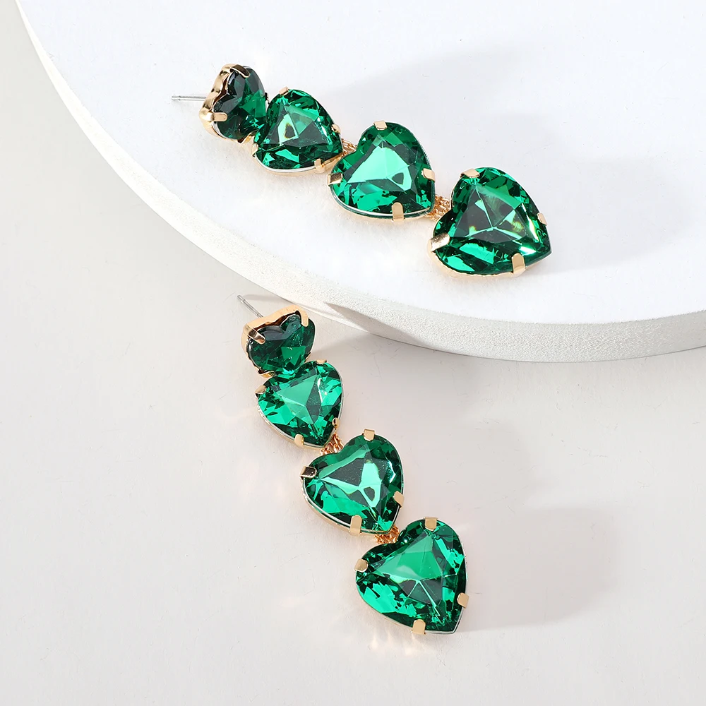 

Fashion Colorful Heart Clear Crystal Cute Long Hanging Earrings For Women 2023 Trend Luxury Design Fairy Wedding Party Jewelry