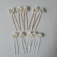 slbridal handmade ins style pearls ceram flower bridal hair pin set wedding hair sticker hair accessories women hair jewelry