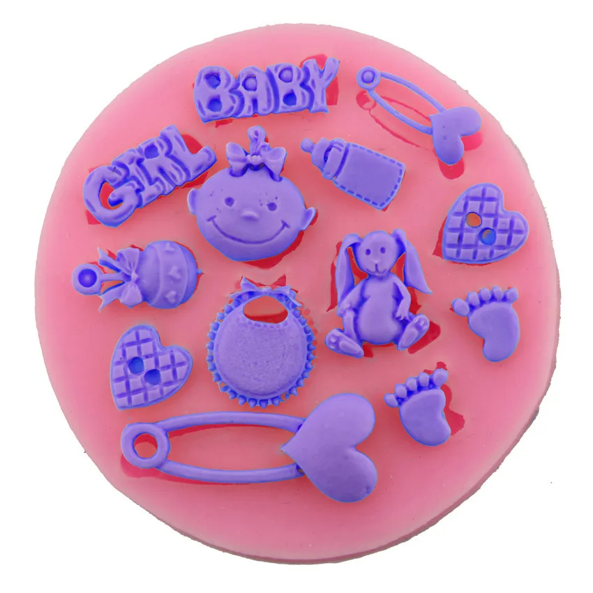 

1Pcs Silicone Mold Baby Theme Baby Carriage Bottle Baking Pan Cake Decorating Tools Chocolate Mold Cake Stencils DIY