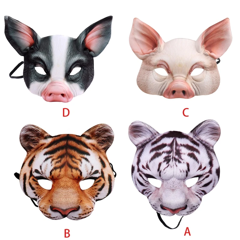 

Halloween Unisex 3D Tiger Pig Animal Half Face Eye Mask Festival Masquerade Party Fancy Cosplay Costume Decoration