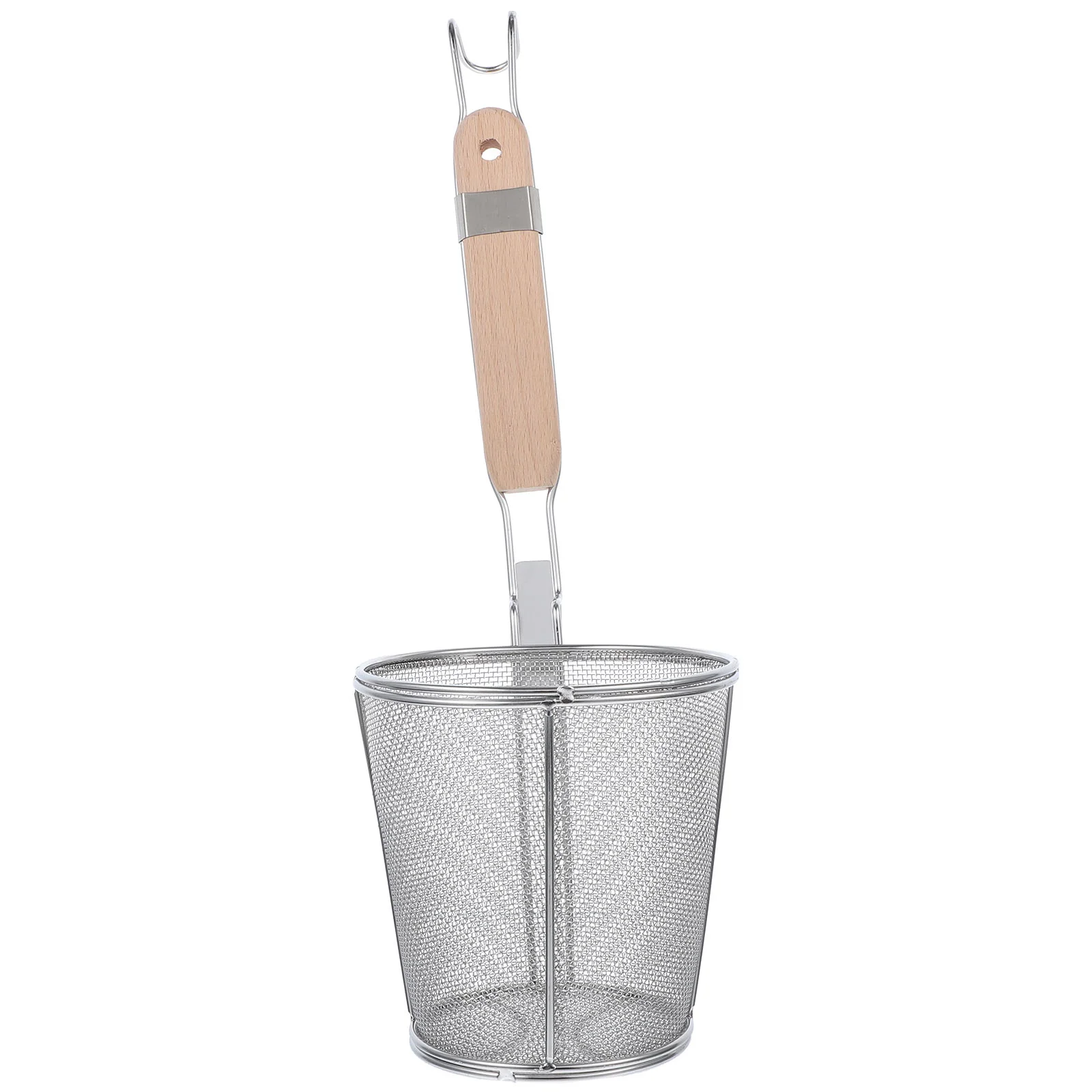 

Stainless Steel Colander Metal Spoons Noodle Straining Basket Filter Screen Handheld Sifter Wood Sieve Strainer