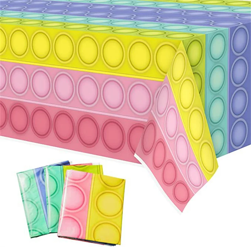 Color Blocks Plastic Disposable Tablecloth Birthday Party Decor Boy Girl Baby Shower Game Table Cover Rectangle Desk Cloth Decor