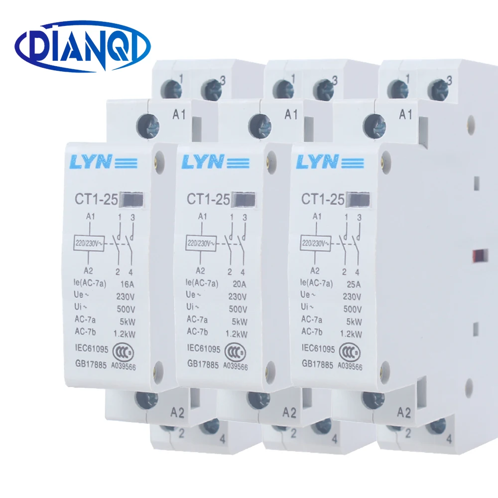 Акумуляторная деятельность KOHTAKTOP CT1 CT1-25 2P 16A 25A 20A 230v 50or60HZ Din-рейка Бытовой