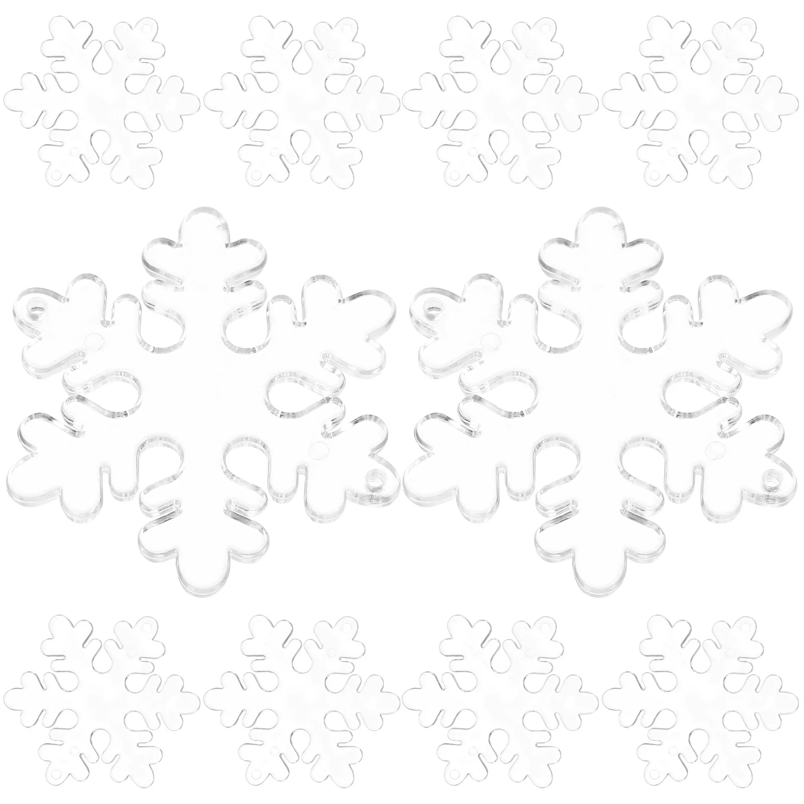 

100 Pcs Transparent Snowflake Xmas Tree Decorations Christmas Pendant Flash Acrylic Ornaments Scene Layout Supplies Party