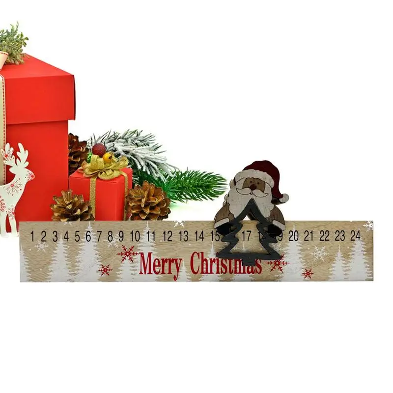 

Рождественский календарь с навесом, календарь с навесом 2022, линейка с оленем и Санта-Клаусом, украшения для автомобиля, деревянный календар...