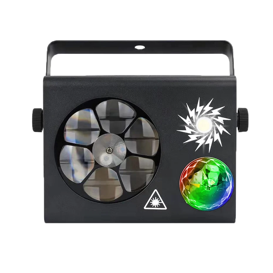 Цена Волшебный светодиодный RGB Шар ALIEN 4 в 1, стробоскоп 16 красных и зеленых лазерных узоров, проектор DMX для сценического освещения дискотеки вече...