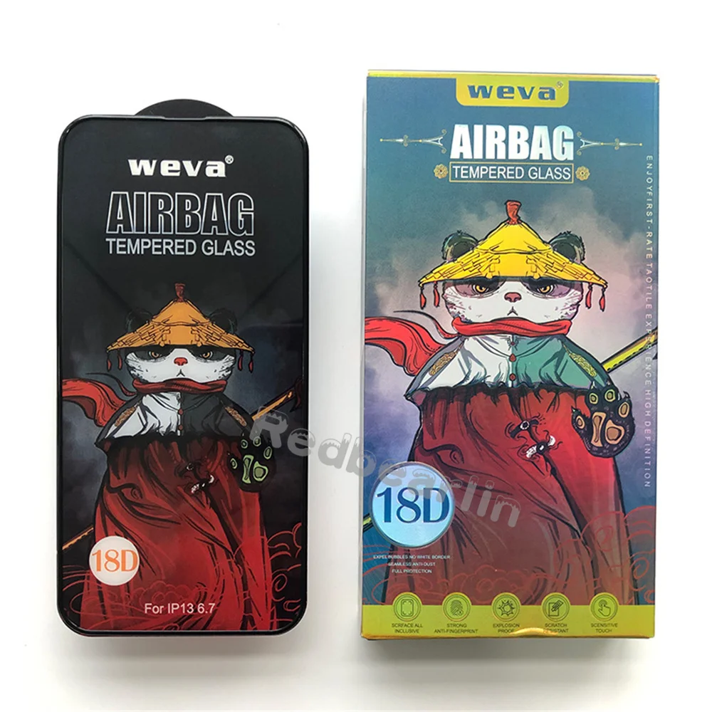 10/20Pcs 18D 9H Hardness Airbag Dust Tempered Glass Screen Protector For Iphone 12 13 14 Pro Max 7 8 plus X XR 11 Xs max