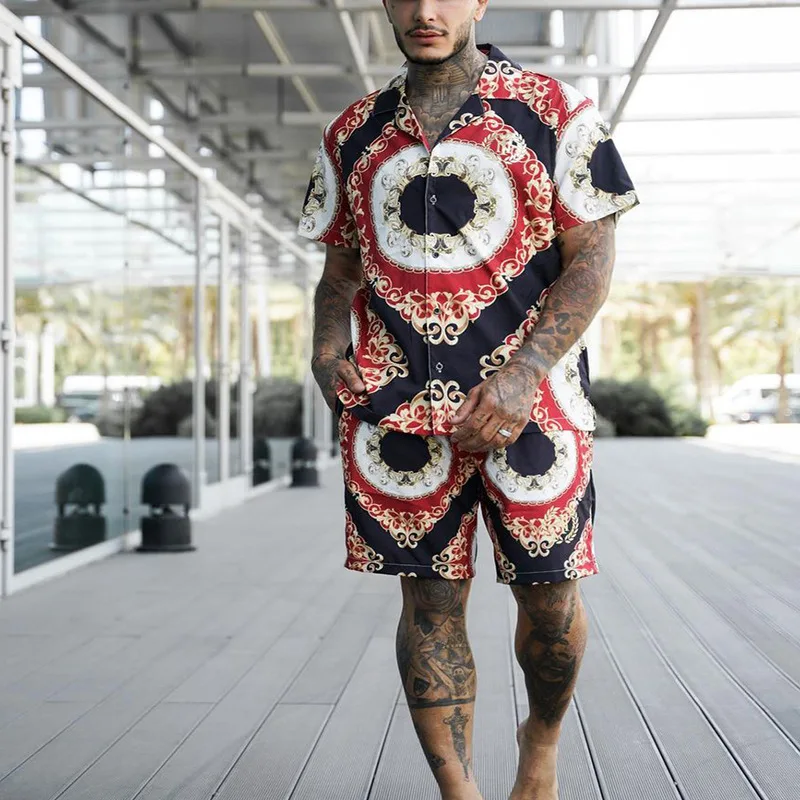 

Мужской комплект одежды 2022, летние шорты с коротким рукавом, повседневный Тонкий комплект, мужской комплект из двух предметов, мужская одеж...