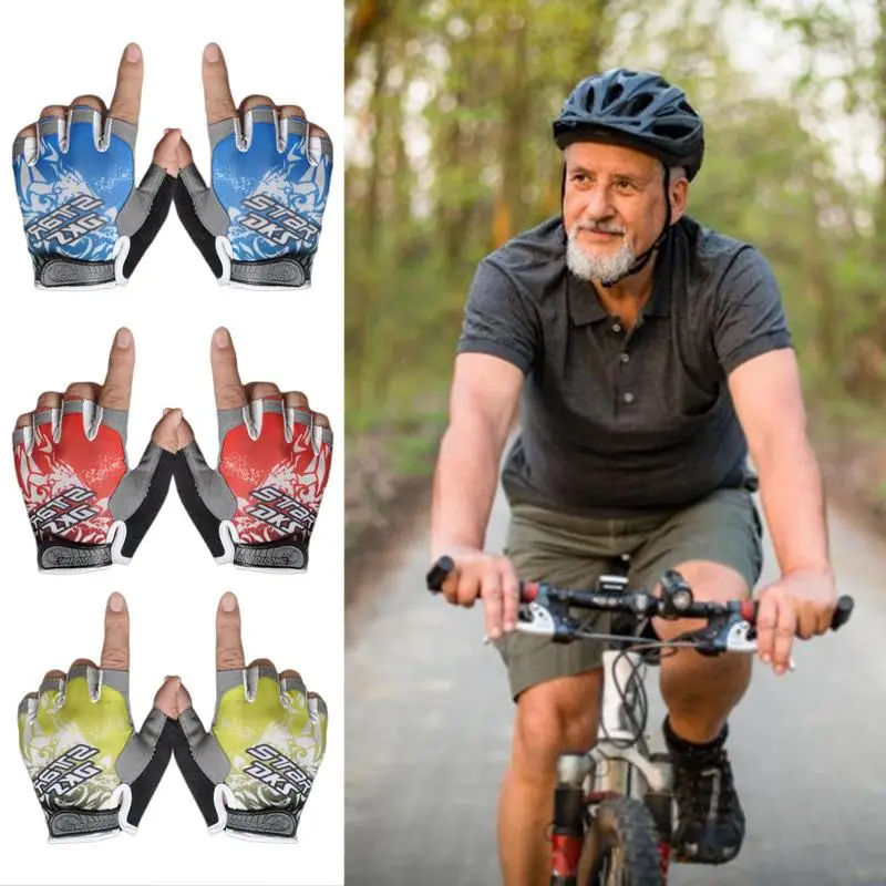 

Велосипедные перчатки с открытыми пальцами, Нескользящие мягкие дышащие перчатки для дорожного велосипеда, эластичные спортивные перчатк...