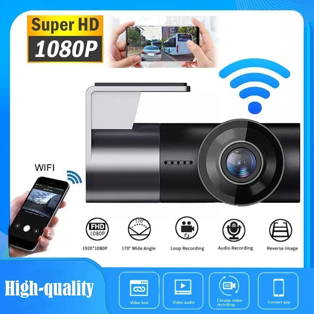 

1080P HD Video Recorder 170° Wide Angle Dash Cam 4K Loop Car Car Recorders Dashcam Night Recording Camera DVR WiFi Vision P6U8