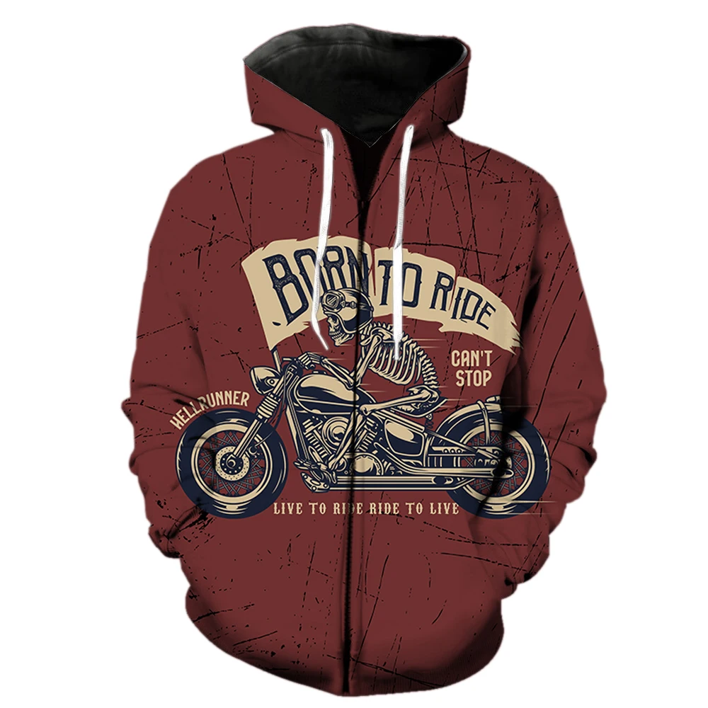

Cartoon Punk Style Motorcycle Men's Zipper Hoodie Tops Long Sleeve Fashion Funny 3D Print Hip Hop Harajuku Sweatshirts Unisex
