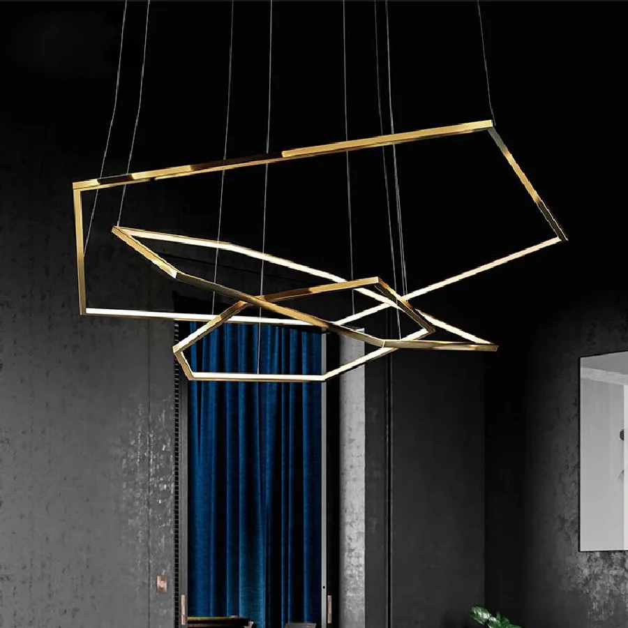 

Скандинавский зал, современная лампа для гостиной, ресторана, выставочный зал, роскошная Минималистичная Полигональная Геометрическая люстра