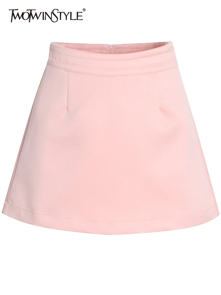 

TWOTWINSTYLE Pink Short Pant For Women High Waist Loose Solid Minimalist Shorts Female Summer Clothing New 2022 Style Fashion