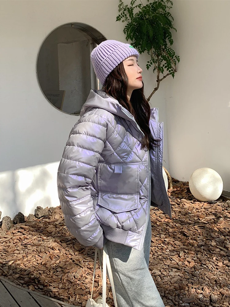 GOPLUS Laser Down Cotton Sustans Hooded Women ClothingWarm Coats  Zipper Quilted Coats Model 2022 Top Women New Fashion Jackets