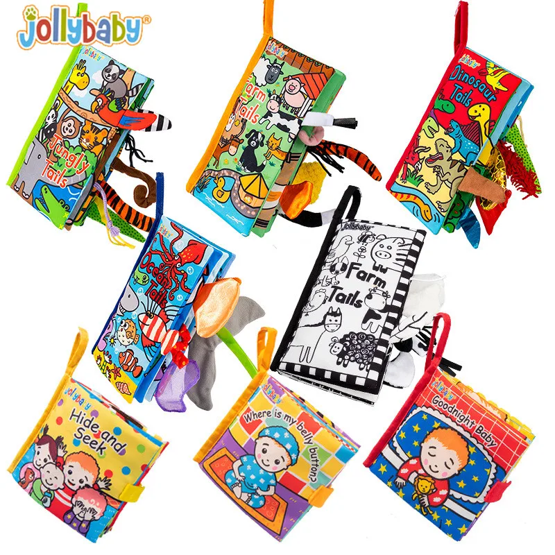 

Jollybaby Animal Tail Cloth Book Enlightenment Early Education Cloth Book 0-3 Years Old Infant Toy Baby Cloth Book