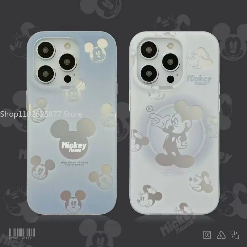 

Disney Mickey Minnie Phone Case For iPhone 14 13 12 iPhone 11 Pro Max All Inclusive Fall Prevention Silvery Protective Cover