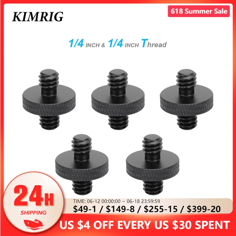 

KIMRIG Camera Screw Double Head Converter Screw 1/4"-20 Male to 1/4"-20 Male Thread Double-ended Screw Adapter (5 Pieces)