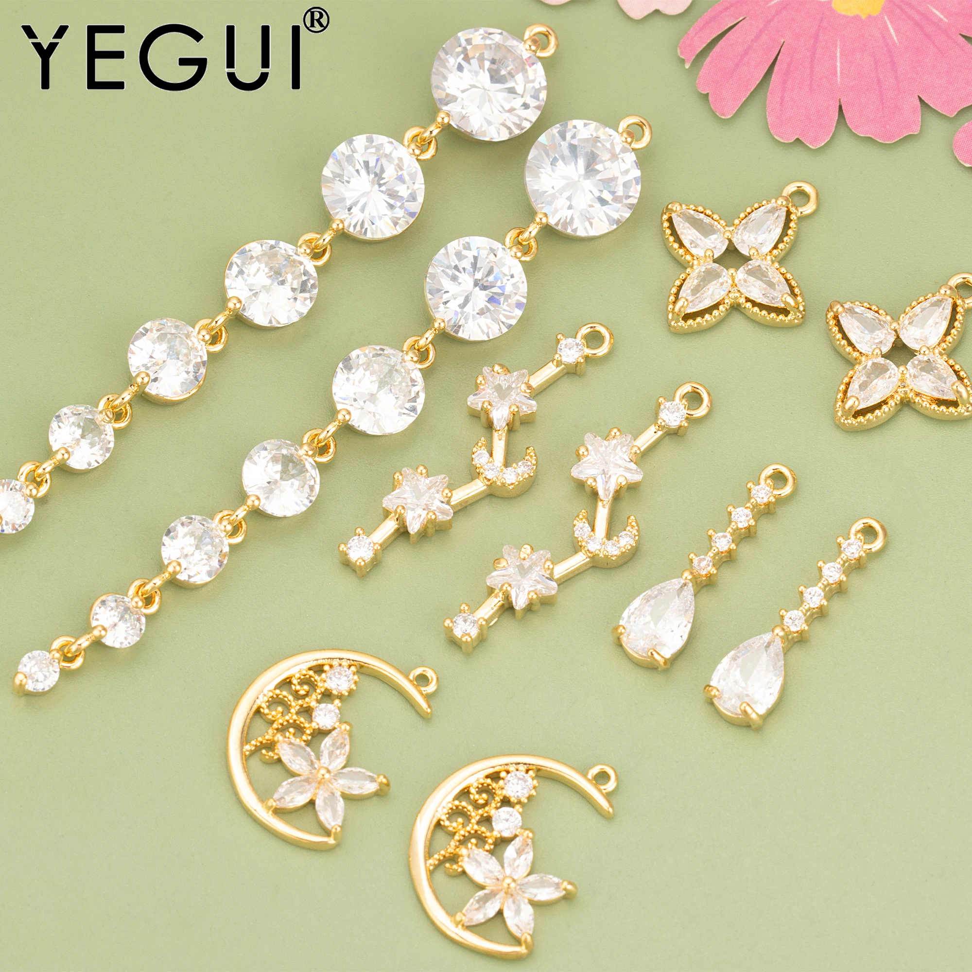 6 шт./партия ювелирные изделия YEGUI MF02 18k золото родиевое покрытие медь цирконы