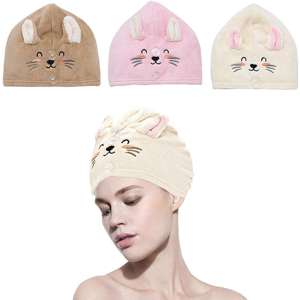 

Girl's Hair Drying Hat Quick-dry Hair Towel Cap Hat Bath Hat Microfiber Solid Towel Cap Super Absorption Turban Hair Dry Cap