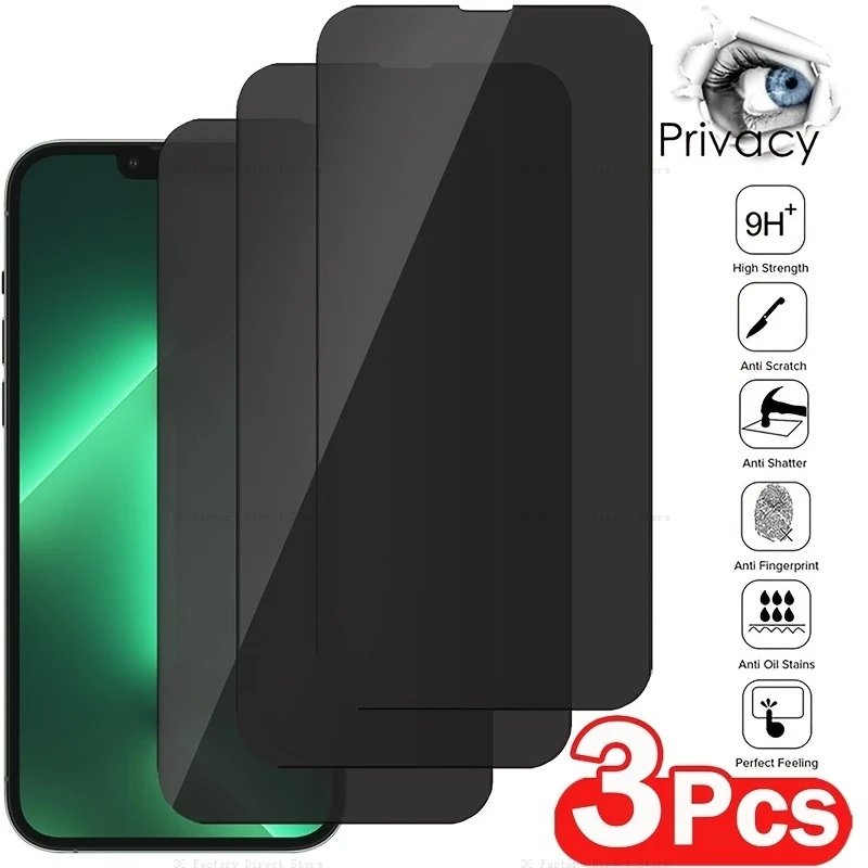 3Pcs Full Coverage Privacy Screen Protectors For iPhone 14/13/12 Pro Max/14 Pro/14 Plus - Keep Your Data Secure & Private!