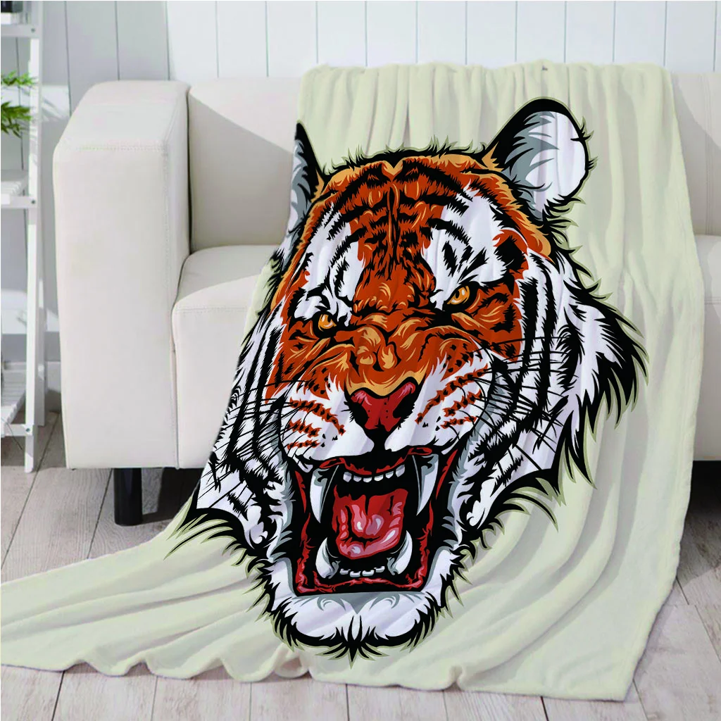 Одеяло для кровати с изображением тигра рора волка оленя дракона флисовое
