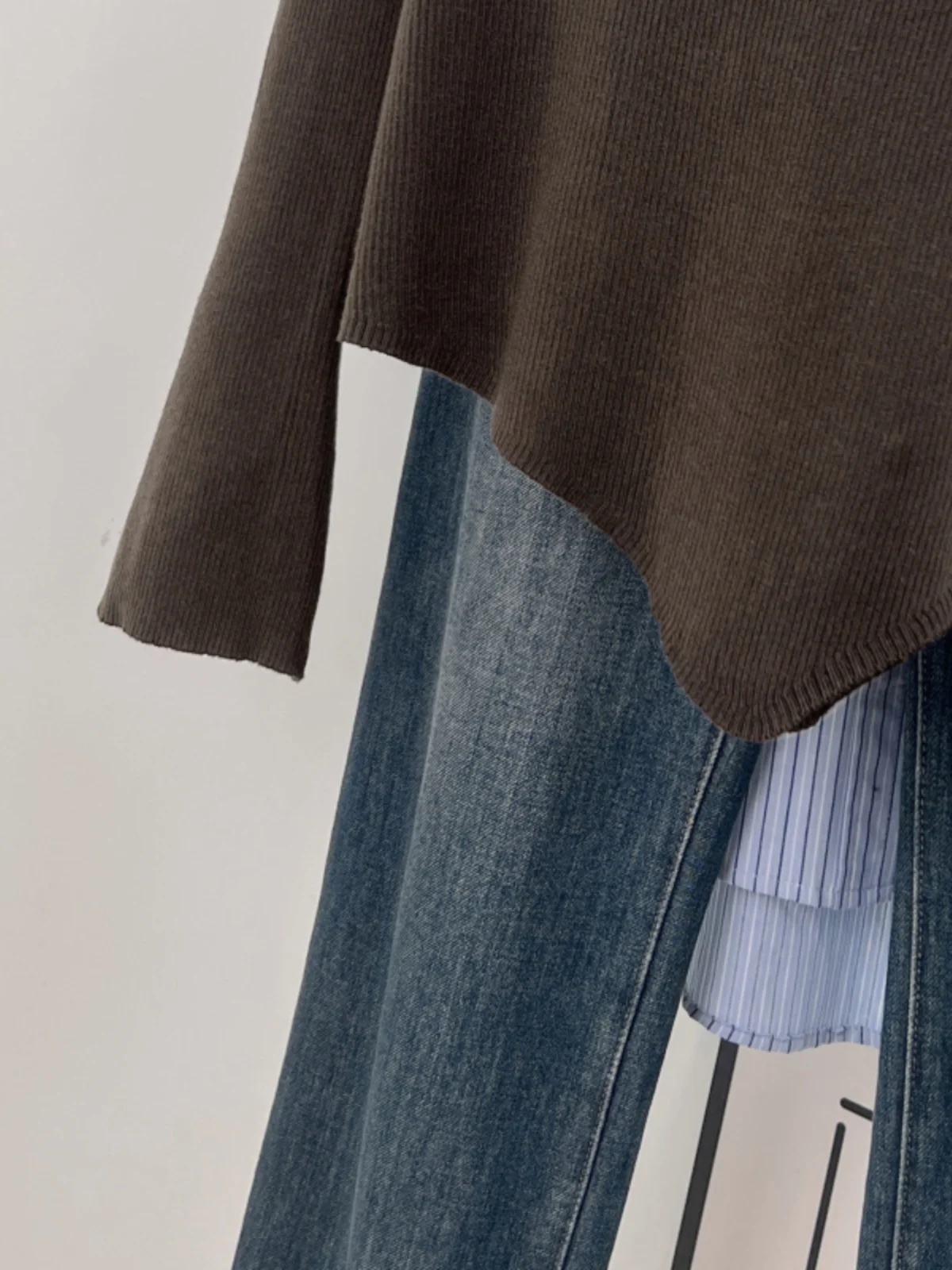 Guangzhou Thirteen Lines European Goods Coffee Color Oblique Collar Fleece Knit Sweater Women Autumn and Winter Slim fit Inne...