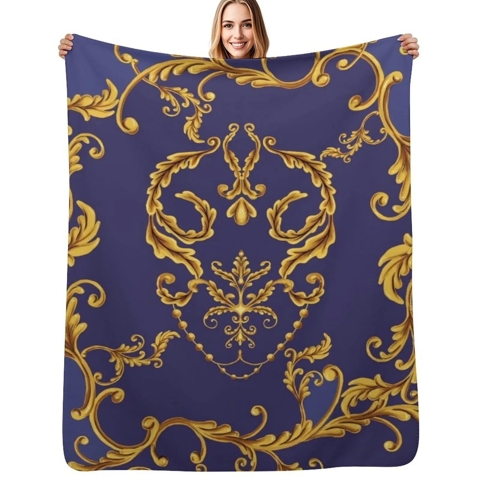 Фото Плед Royal Gold из фланели, тяжелый, гигантский, для дивана, красивый, большой, для косплея, аниме-плед №1