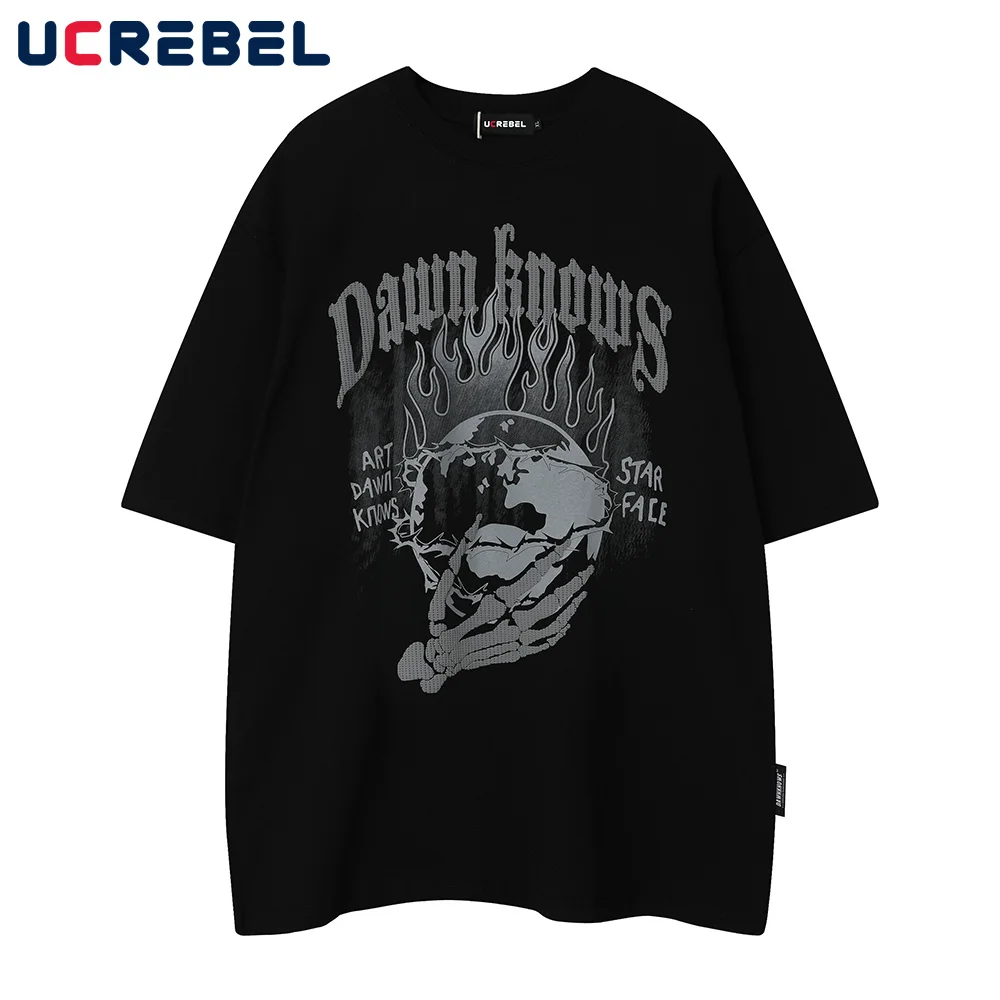 

Футболка мужская с принтом и коротким рукавом, Повседневная Уличная одежда с надписью, топ с коротким рукавом и круглым вырезом, хлопковая П...