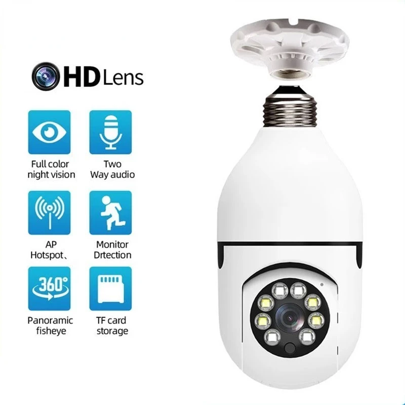 

1080P Wireless Surveillance Camera Auto Tracking IP Camera Wifi PTZ Night Vision CCTV Camera Security Baby Monitor E27 Interface