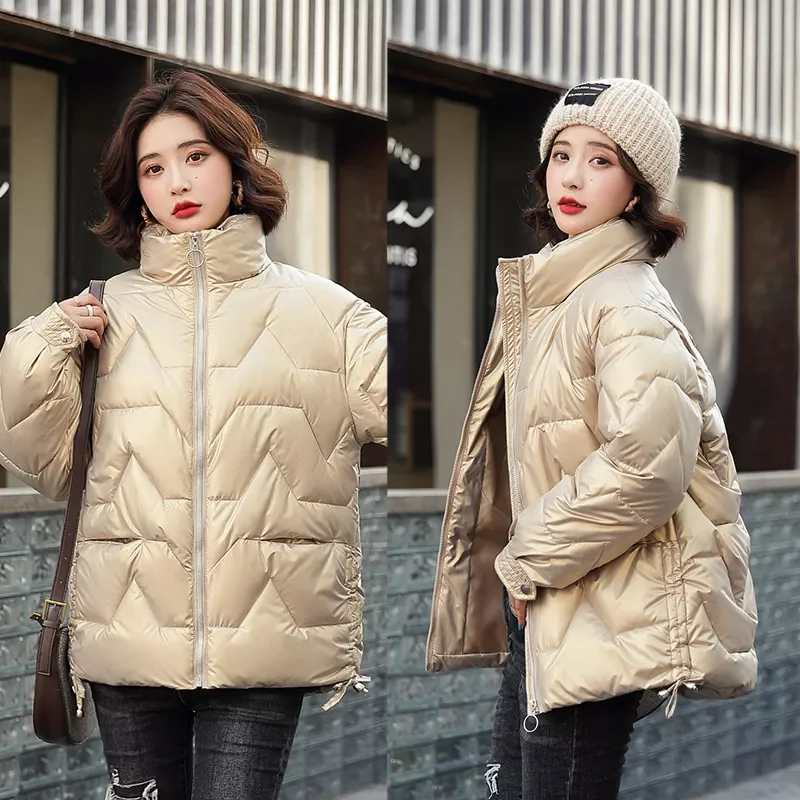 New2022 collar short bright face down jacket for women 2021 winter new small leisure short jacket 966