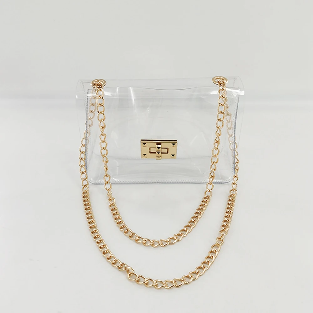 

Women Handbags Casual Chain Shoulder Bags PVC Commuter Tote Hand Bag Transparent Lady Crossbody Bags for Women
