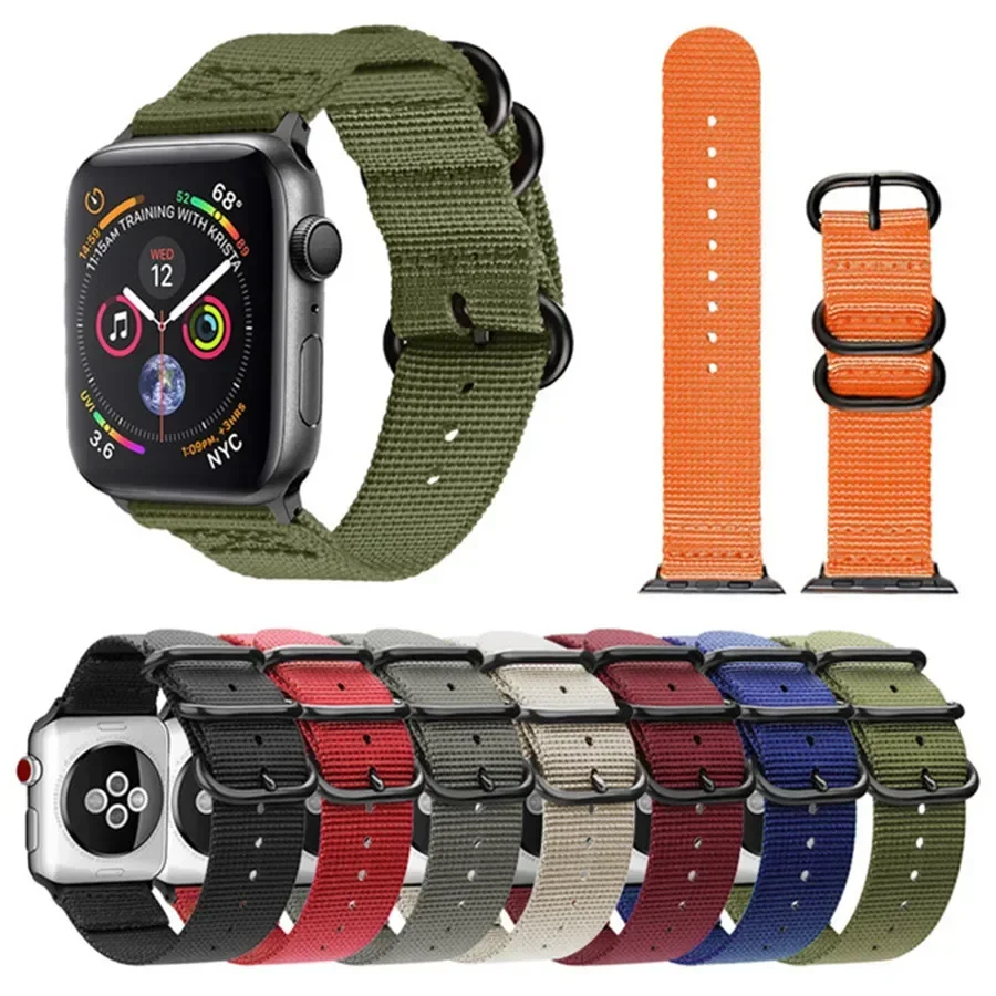 Ремешок нейлоновый для Apple Watch Series Ultra9 8 7 6 5 4 3 2 SE наружный браслет с пряжкой iWatch 38 40