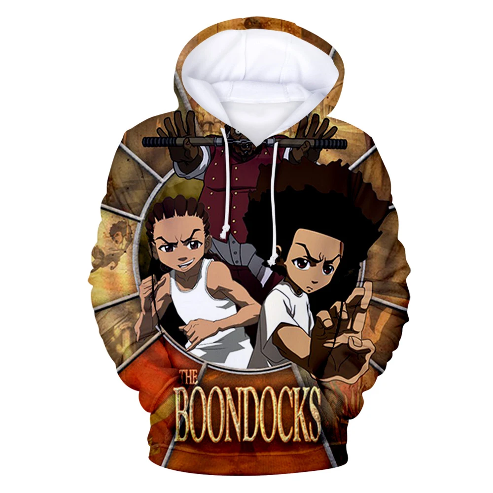 

Новые толстовки с капюшоном The Boondocks с мультяшным аниме 3D принтом для мужчин и женщин, повседневные Модные свитшоты, толстовка большого размера, детские пуловеры, спортивные костюмы