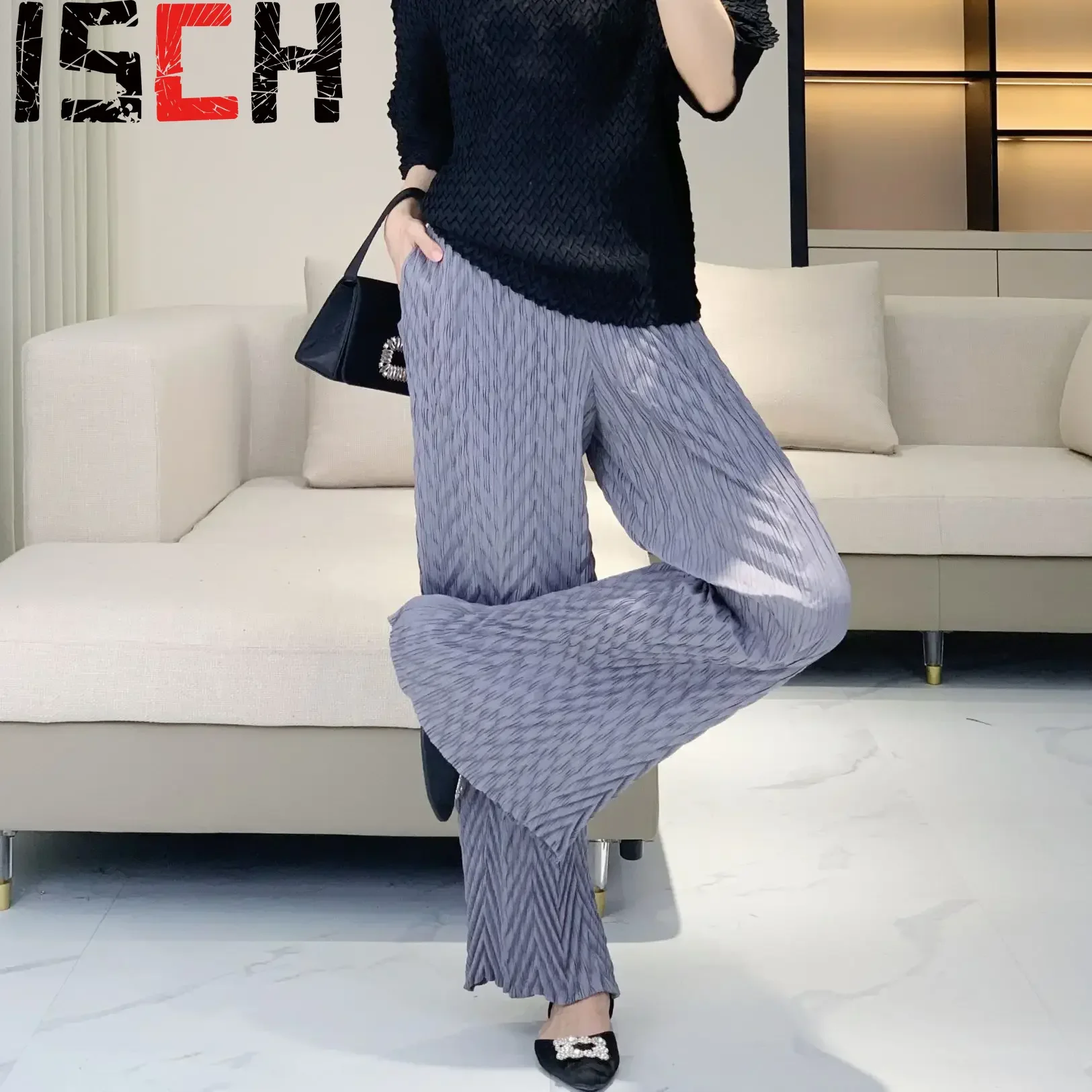 Брюки женские плиссированные с широкими штанинами модные Универсальные