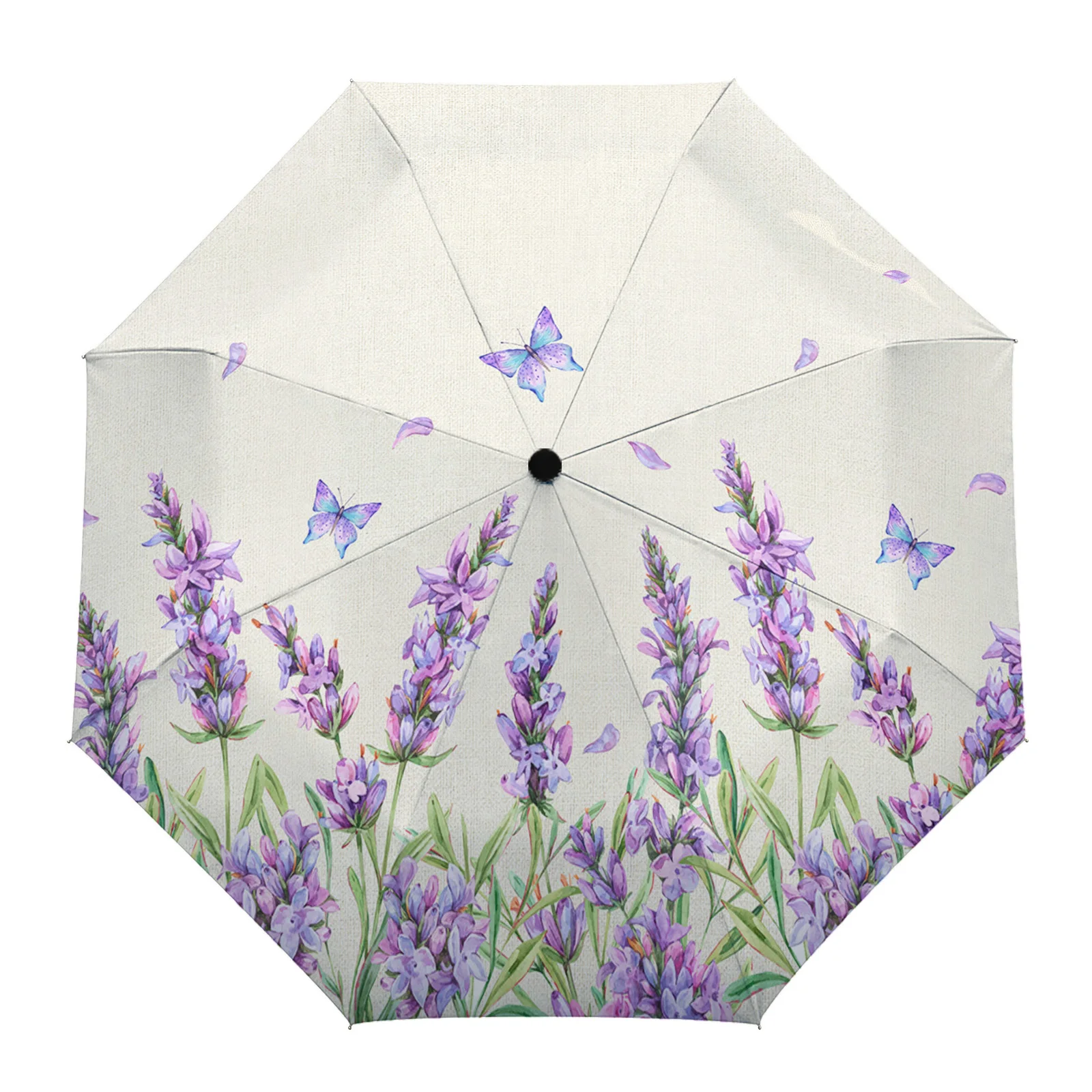 

Flower Purple Lavender Butterfly Retro Summer Umbrella Travel Outdoor Male Female Rain Umbrella Fully-automatic Printed Umbrella
